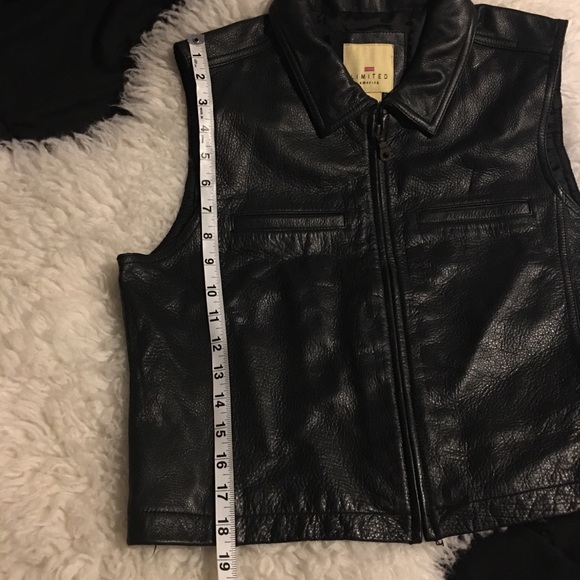 Quality Black Leather Zip-front Vest EUC sz L - Picture 8 of 8